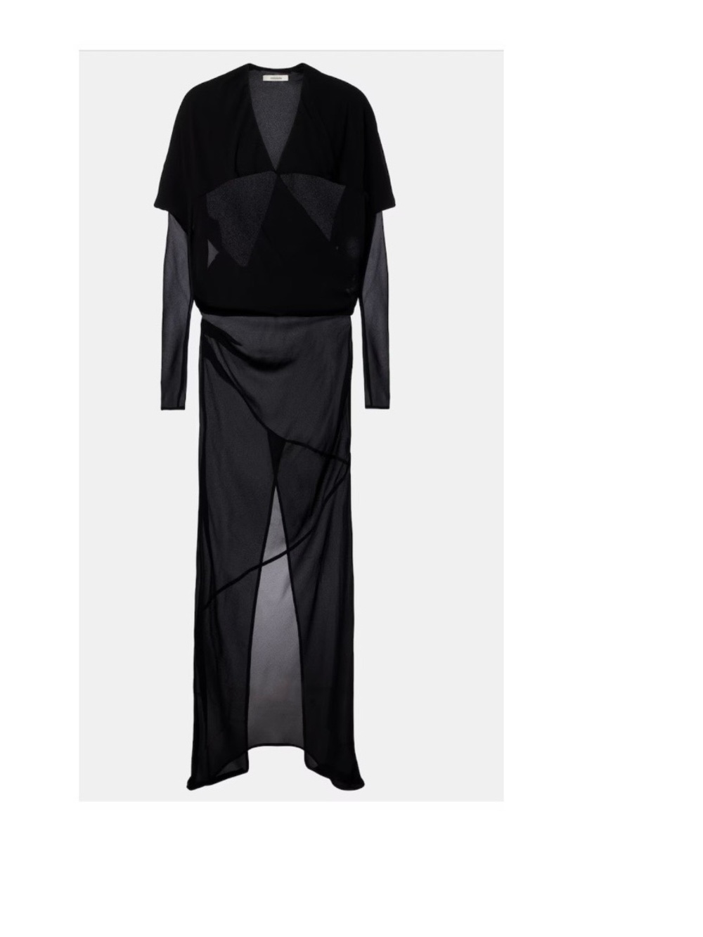 Black Sheer Long-Sleeve Maxi Dress